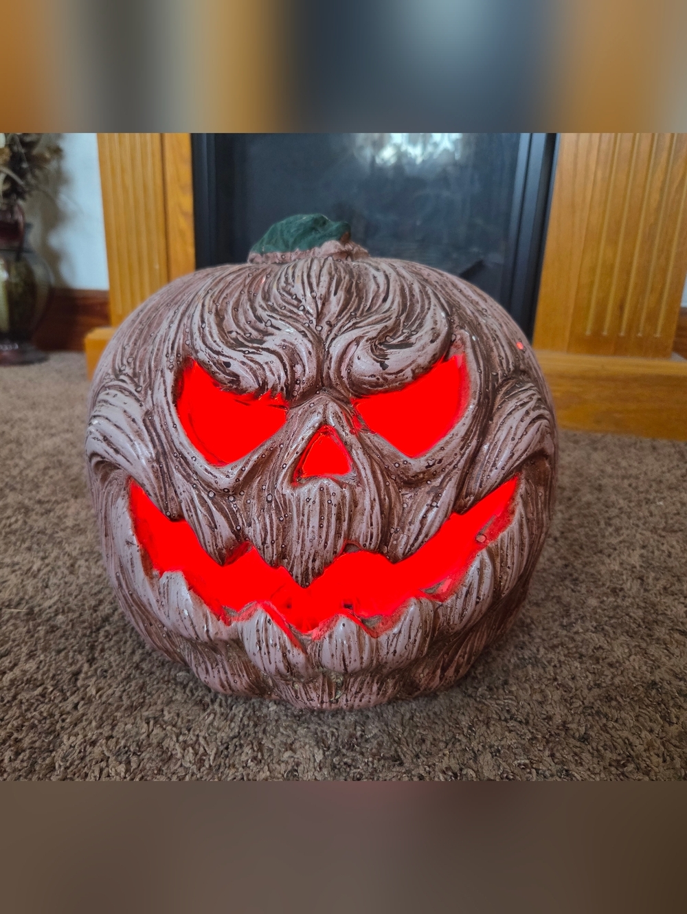 Evil Jack  Ceramic Pumpkin 11" LED Lighted, Large Jack-O-Lantern! Halloween 2016